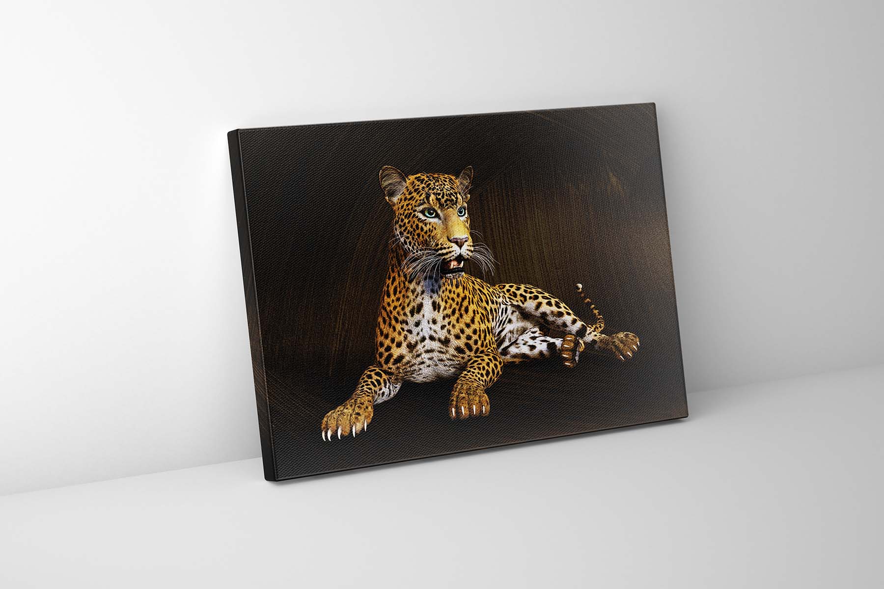 Gold Leopard Wildlife Canvas — Hand-Applied Gold Varnish Art