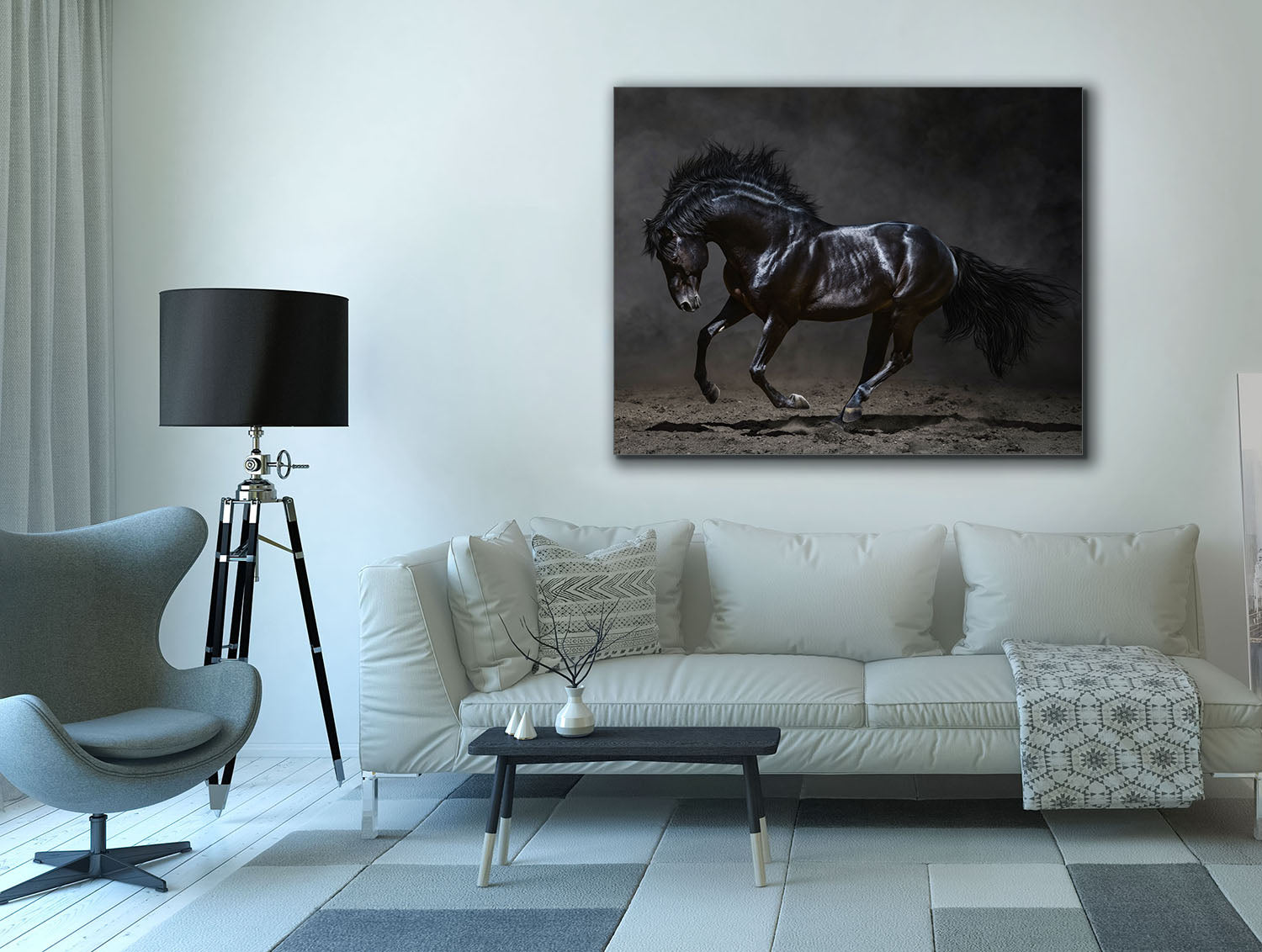 Black Majestic Horse Canvas — Diamond Varnish Wildlife Art