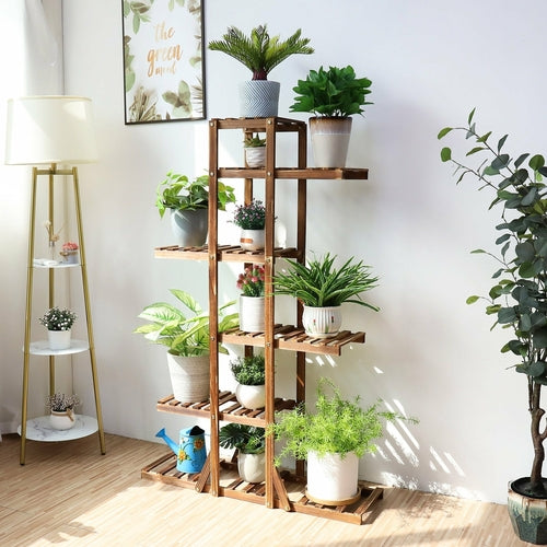 6-Tier Wooden Plant Stand — Indoor Home Decor Display Shelf