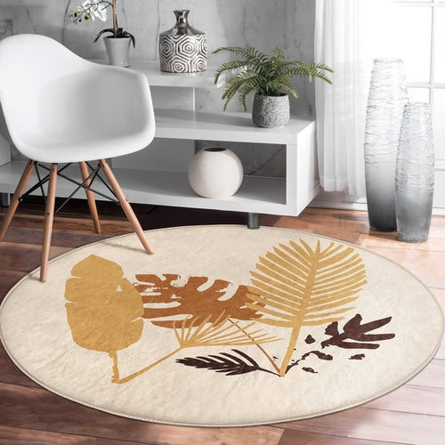Abstract Boho Round Rug — Non-Slip Velvet Circle Carpet
