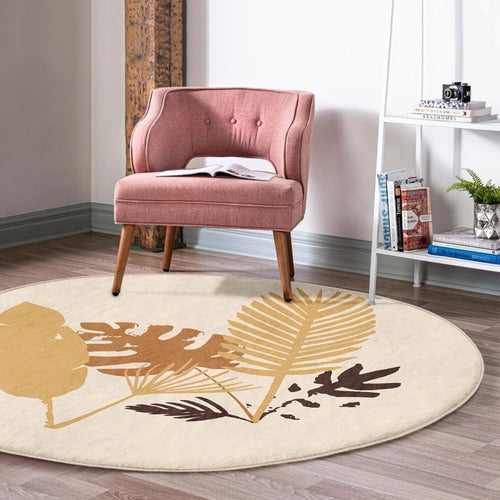 Abstract Boho Round Rug — Non-Slip Velvet Circle Carpet