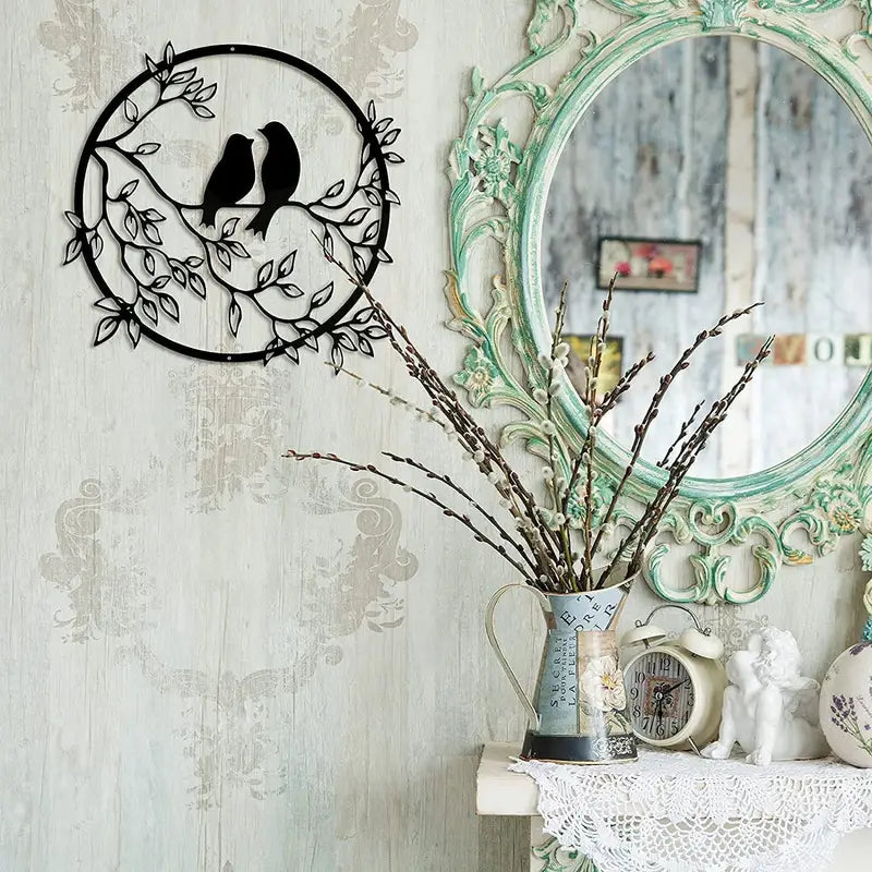 Metal Bird on Branch Wall Art — Nature-Inspired Home Decor