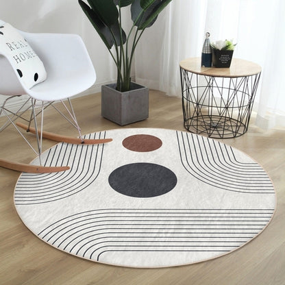 Abstract Minimalist Round Rug — Non-Slip Velvet Circle Carpet