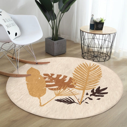 Abstract Boho Round Rug — Non-Slip Velvet Circle Carpet