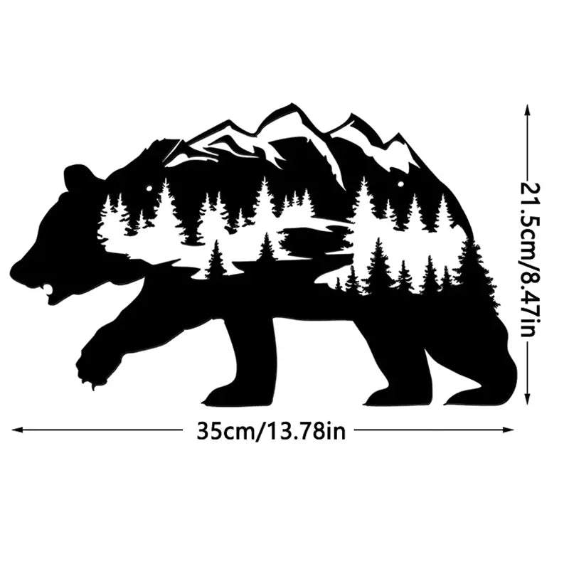 Metal Bear Wall Art for Rustic Forest Decor