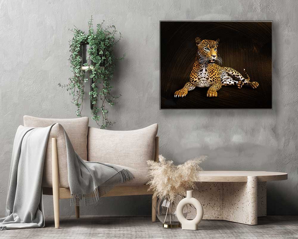 Leopard -Wildlife Canvas Art -Wall decor- Hand applied Gold varnish