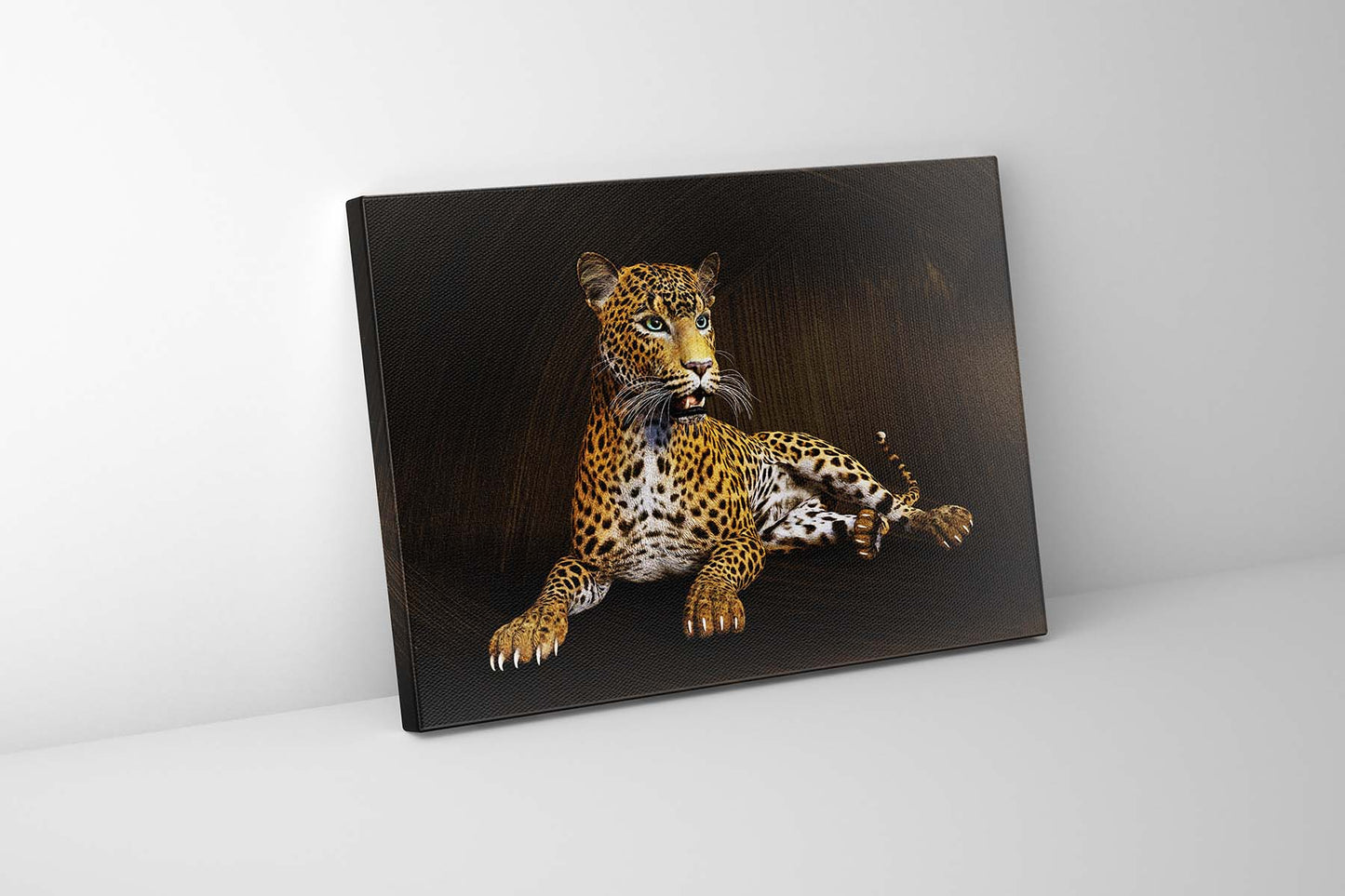 Leopard -Wildlife Canvas Art -Wall decor- Hand applied Gold varnish