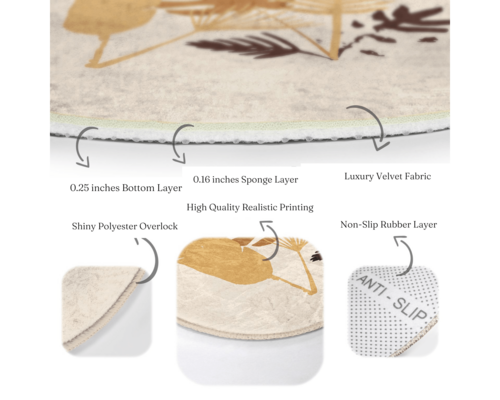 Abstract Boho Round Rug — Non-Slip Velvet Circle Carpet