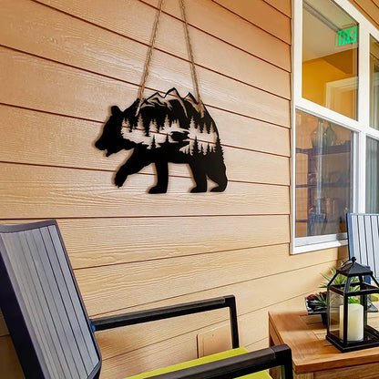 Metal Bear Wall Art — Rustic Forest Home Decor