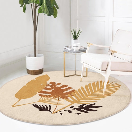 Abstract Boho Round Rug — Non-Slip Velvet Circle Carpet