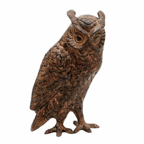 Screech Owl Garden Statue — Wise Wrought Iron Outdoor Decor