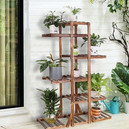 6-Tier Wooden Plant Stand — Indoor Home Decor Display Shelf