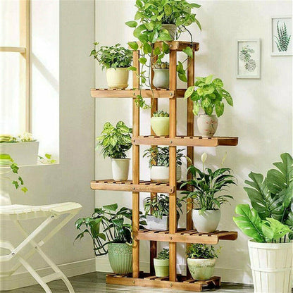 6-Tier Wooden Plant Stand — Indoor Home Decor Display Shelf