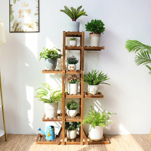 6-Tier Wooden Plant Stand — Indoor Home Decor Display Shelf