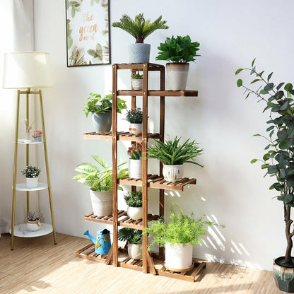 6-Tier Wooden Plant Stand — Indoor Home Decor Display Shelf