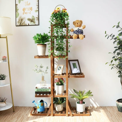6-Tier Wooden Plant Stand — Indoor Home Decor Display Shelf