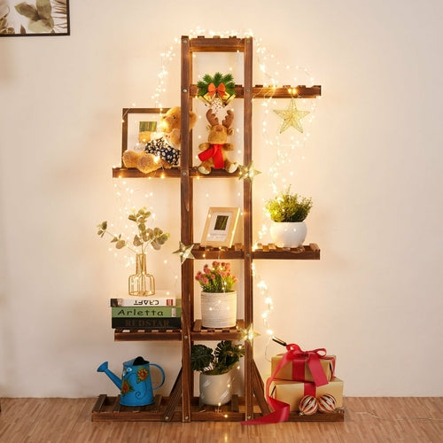 6-Tier Wooden Plant Stand — Indoor Home Decor Display Shelf