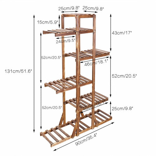 6-Tier Wooden Plant Stand — Indoor Home Decor Display Shelf