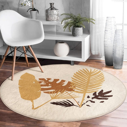 Abstract Boho Round Rug — Non-Slip Velvet Circle Carpet