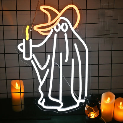 Halloween Pumpkin &amp; Ghost Neon Sign — Spooky Glow Decor