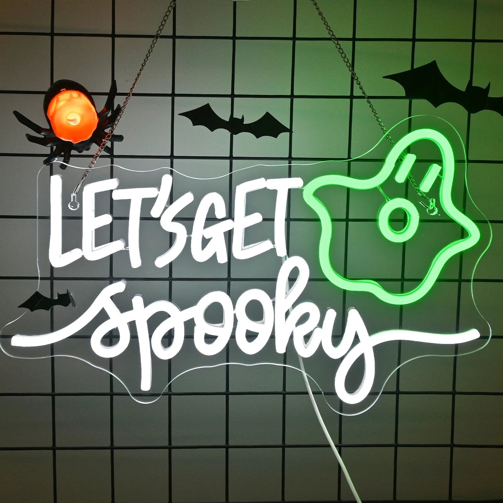 Halloween Pumpkin &amp; Ghost Neon Sign — Spooky Glow Decor