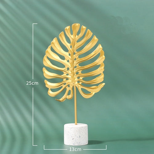 Nordic Marble Base Ginkgo Leaf Metal Ornaments Cabinet