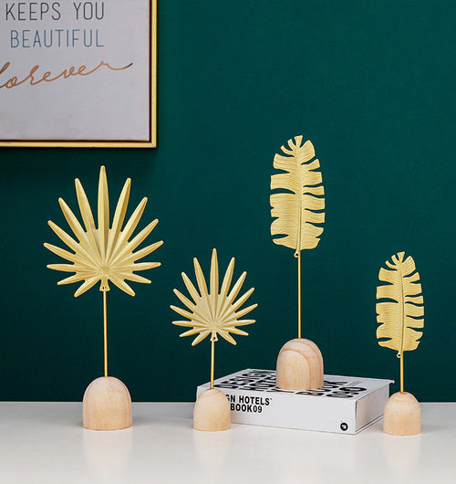 Nordic Golden Ginkgo Leaf Ornament — Cabinet &amp; Porch Metal Decor