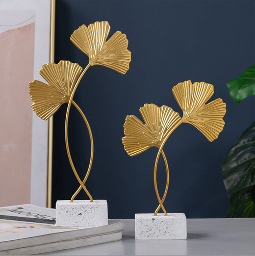 Nordic Marble Base Ginkgo Leaf Metal Ornaments Cabinet