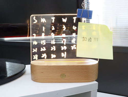 Wood Table Lamp with Message Board — Girl Bedroom Night Light