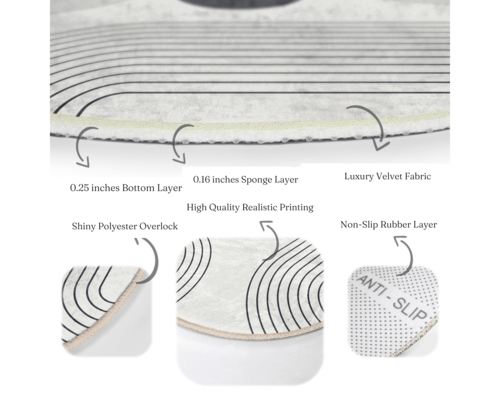 Abstract Minimalist Round Rug — Non-Slip Velvet Circle Carpet