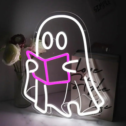 Halloween Pumpkin &amp; Ghost Neon Sign — Spooky Glow Decor