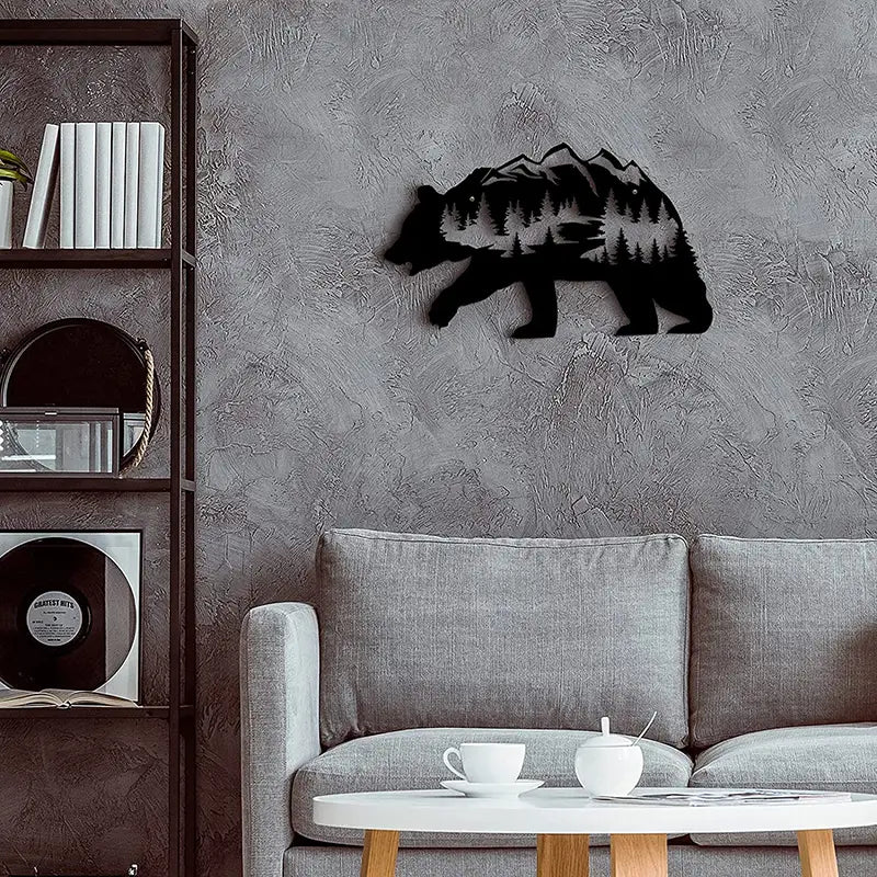 Metal Bear Wall Art for Rustic Forest Decor