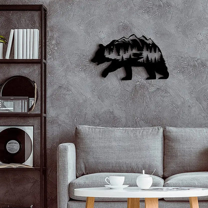 Metal Bear Wall Art — Rustic Forest Home Decor