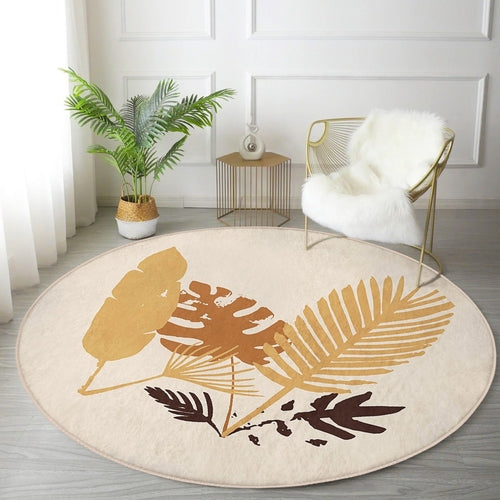 Abstract Boho Round Rug — Non-Slip Velvet Circle Carpet
