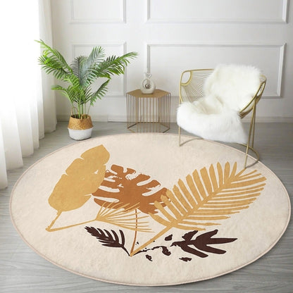 Abstract Boho Round Rug — Non-Slip Velvet Circle Carpet