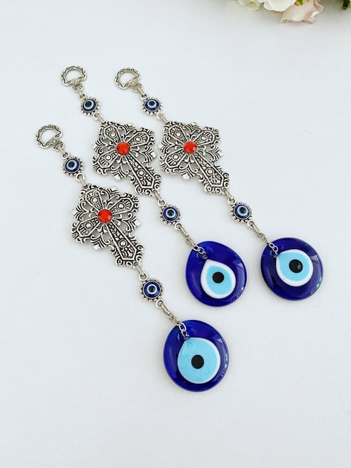 Evil Eye Cross Wall Hanging — Spiritual Protection Home Decor