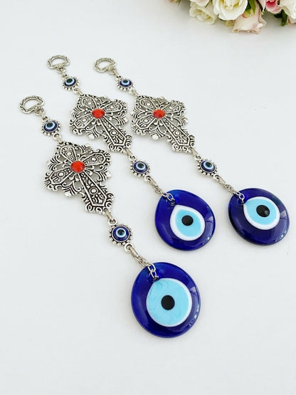Evil Eye Cross Wall Hanging — Spiritual Protection Home Decor
